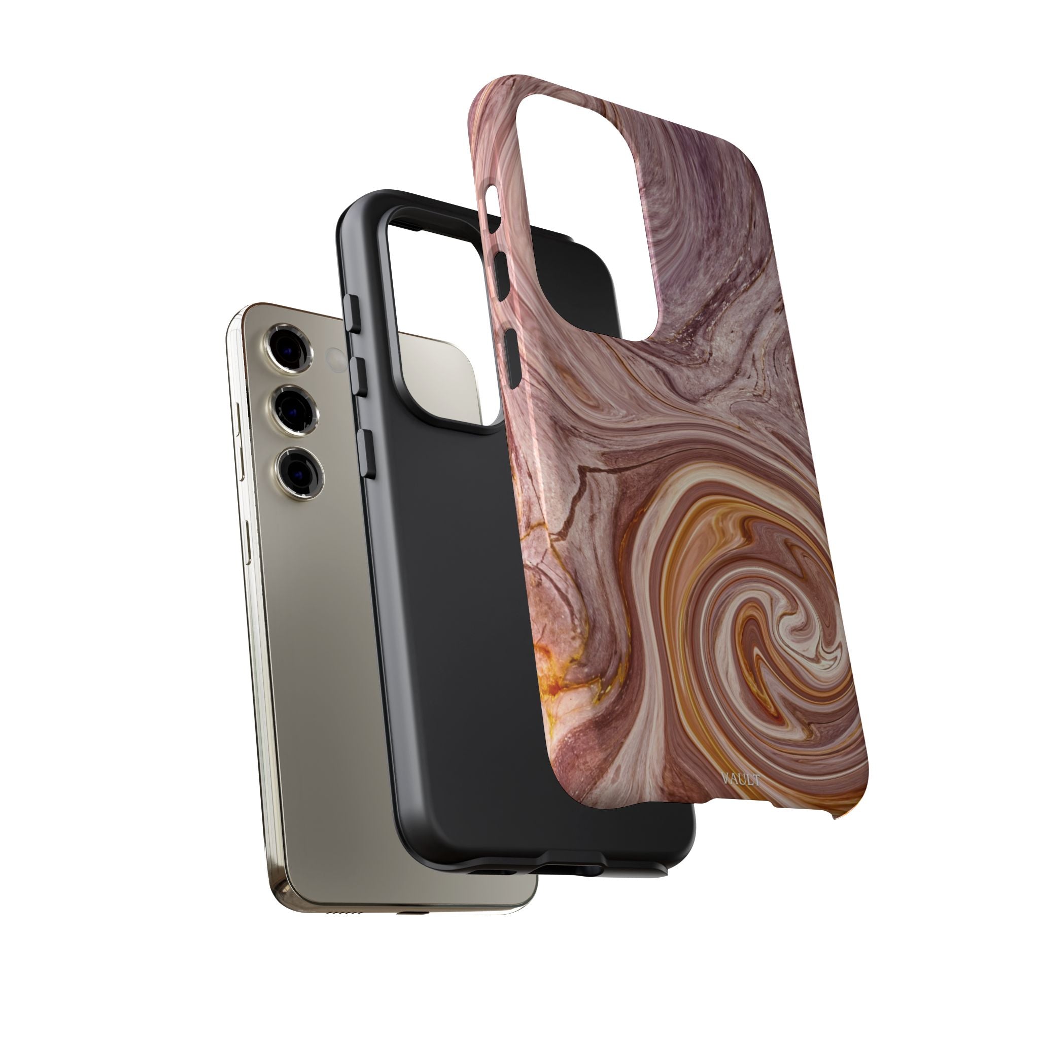 Marble Swirl Phone Case — Pink & Gold Abstract Tough Case