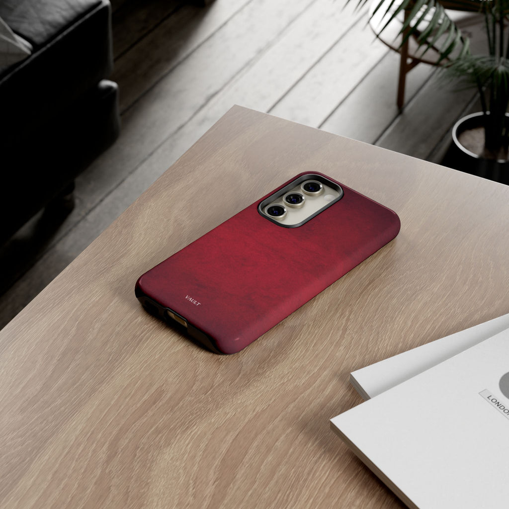Red Leather Texture Phone Case Impact-Resistant Case