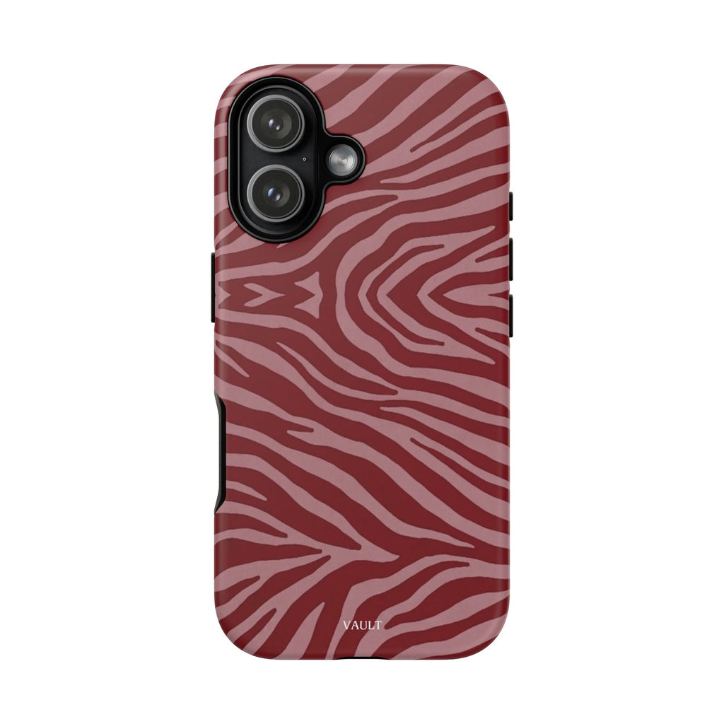 Cover robusta per telefono con stampa zebrata rossa