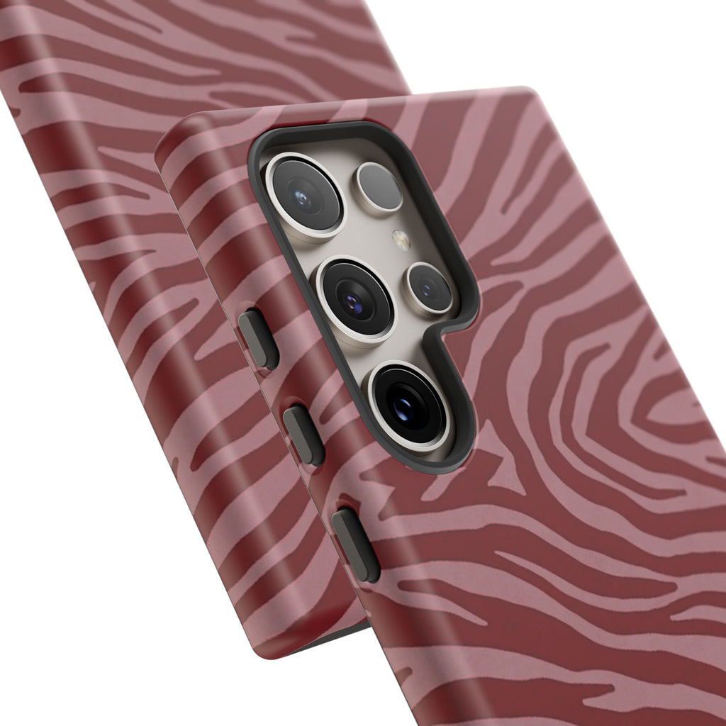 Cover robusta per telefono con stampa zebrata rossa