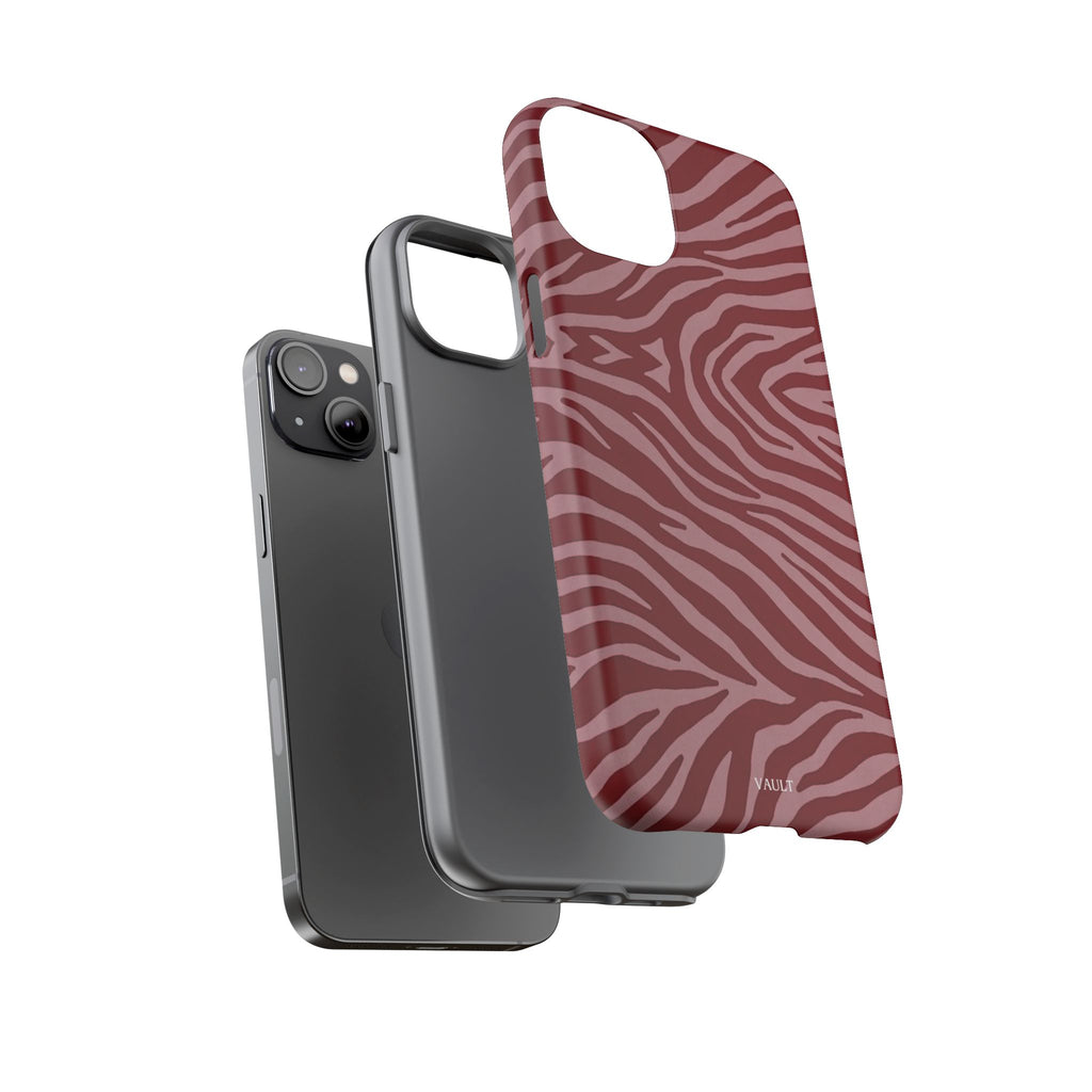 Cover robusta per telefono con stampa zebrata rossa
