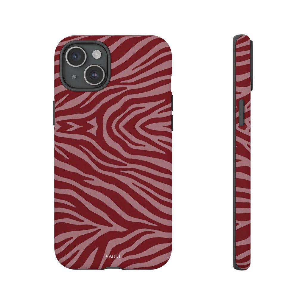 Cover robusta per telefono con stampa zebrata rossa