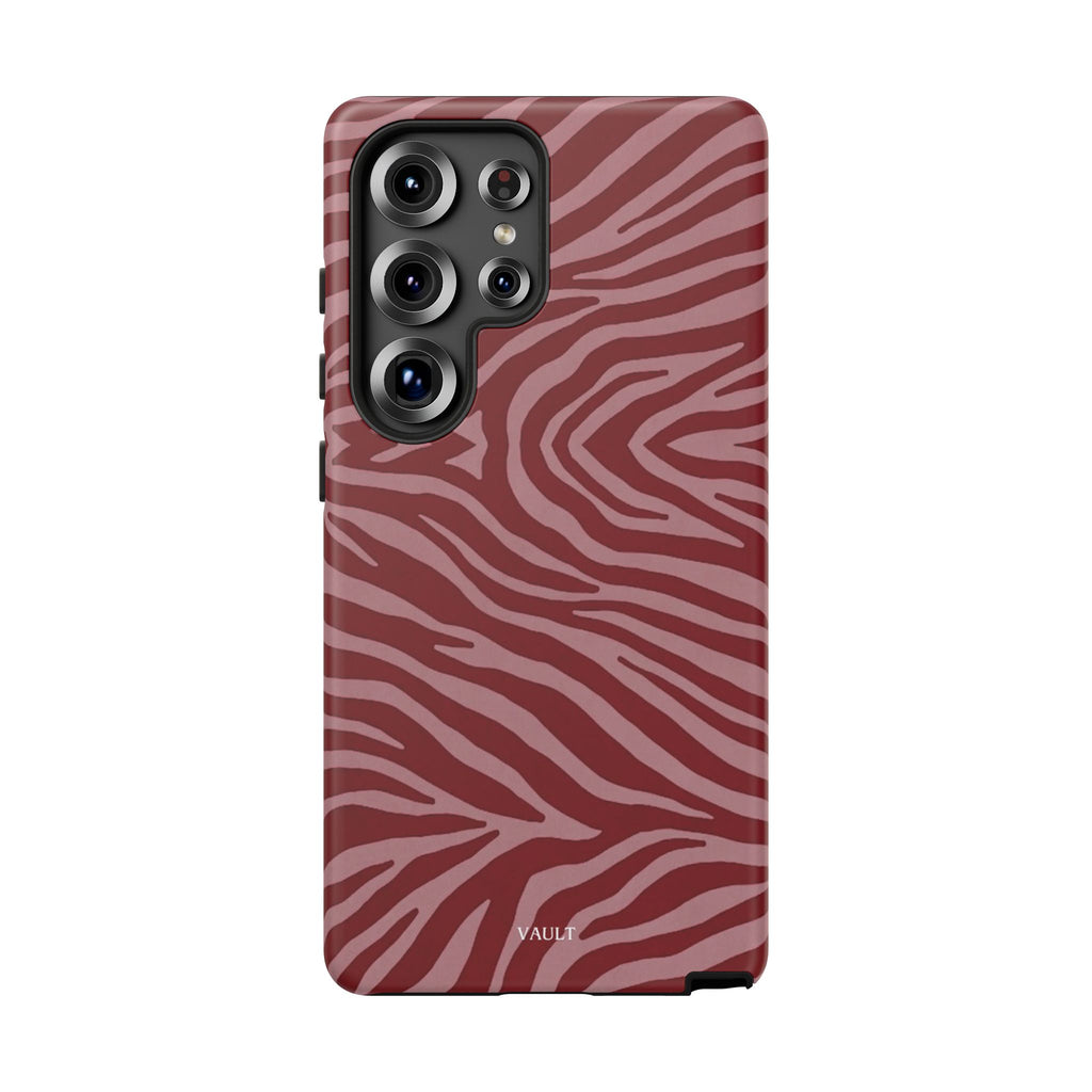 Cover robusta per telefono con stampa zebrata rossa
