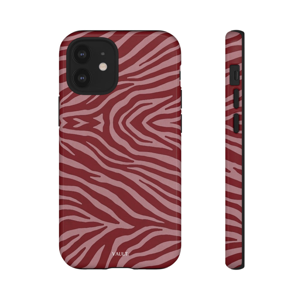 Cover robusta per telefono con stampa zebrata rossa