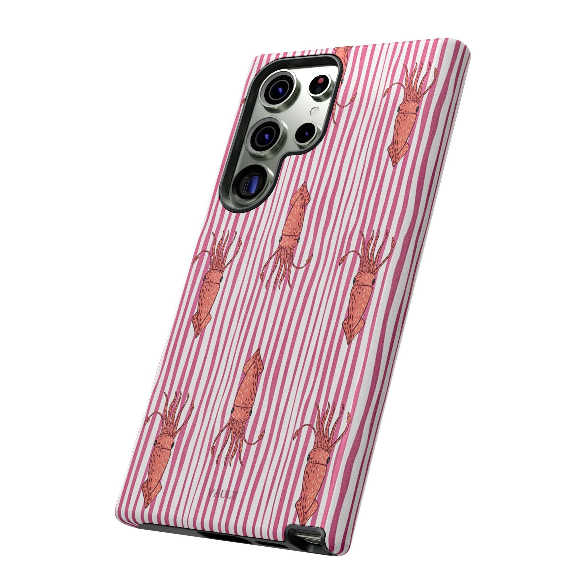 Cover per telefono con striscia di calamaro — Fantasia rosa di creature marine
