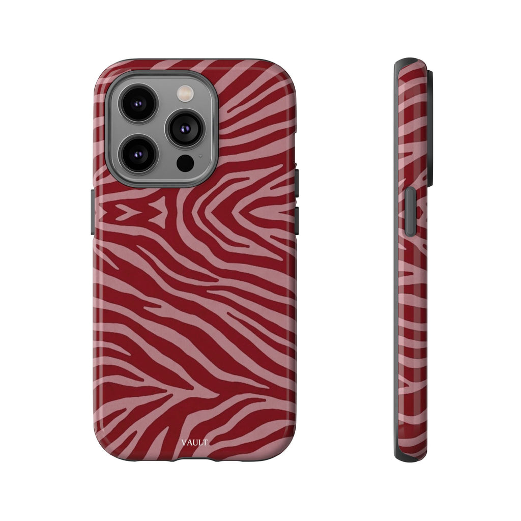 Cover robusta per telefono con stampa zebrata rossa