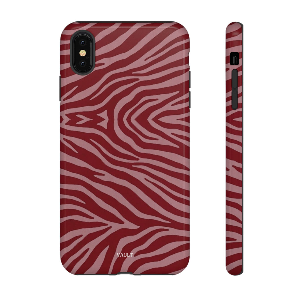 Cover robusta per telefono con stampa zebrata rossa