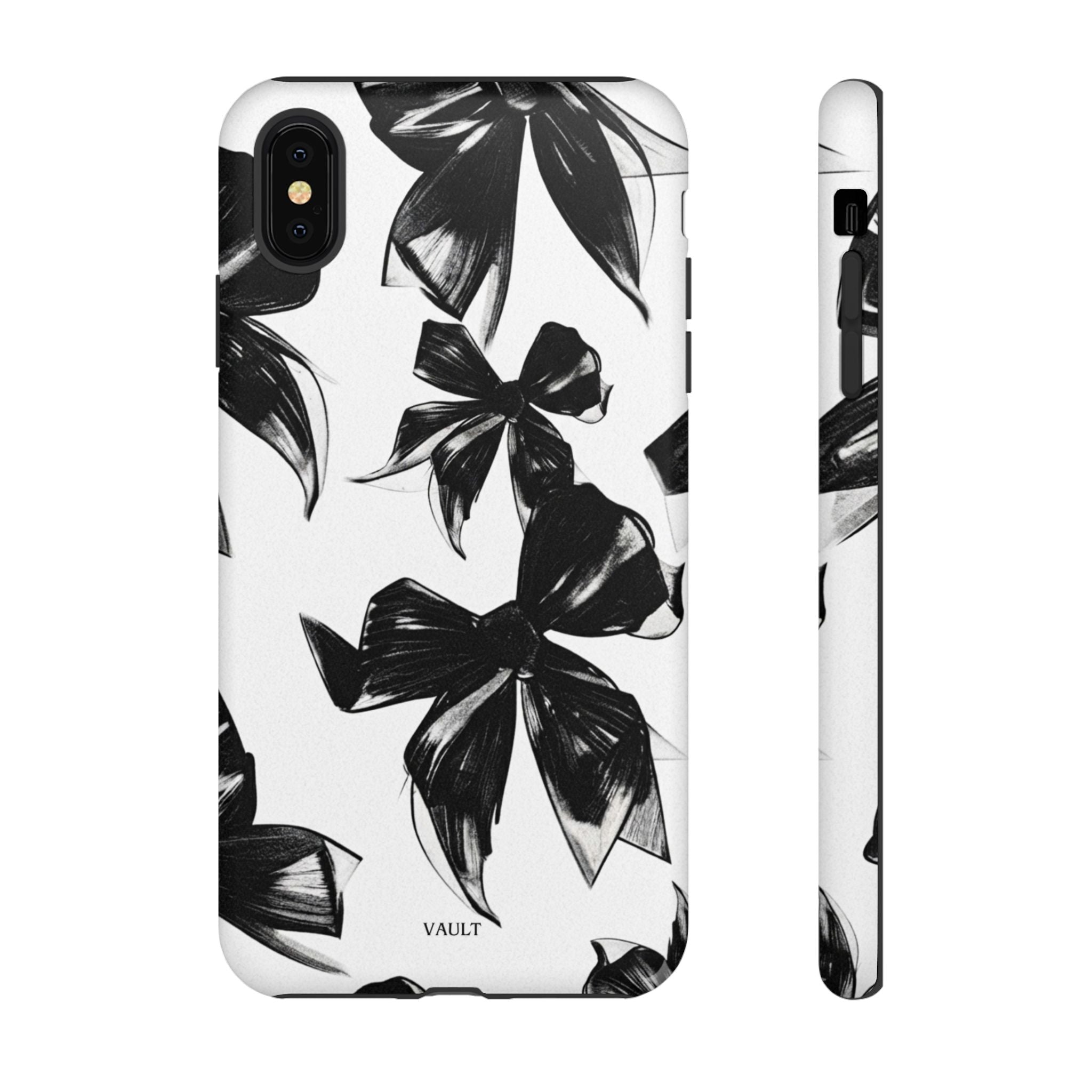 Floral Brushstroke Phone Case — Black & White Botanical Tough Case