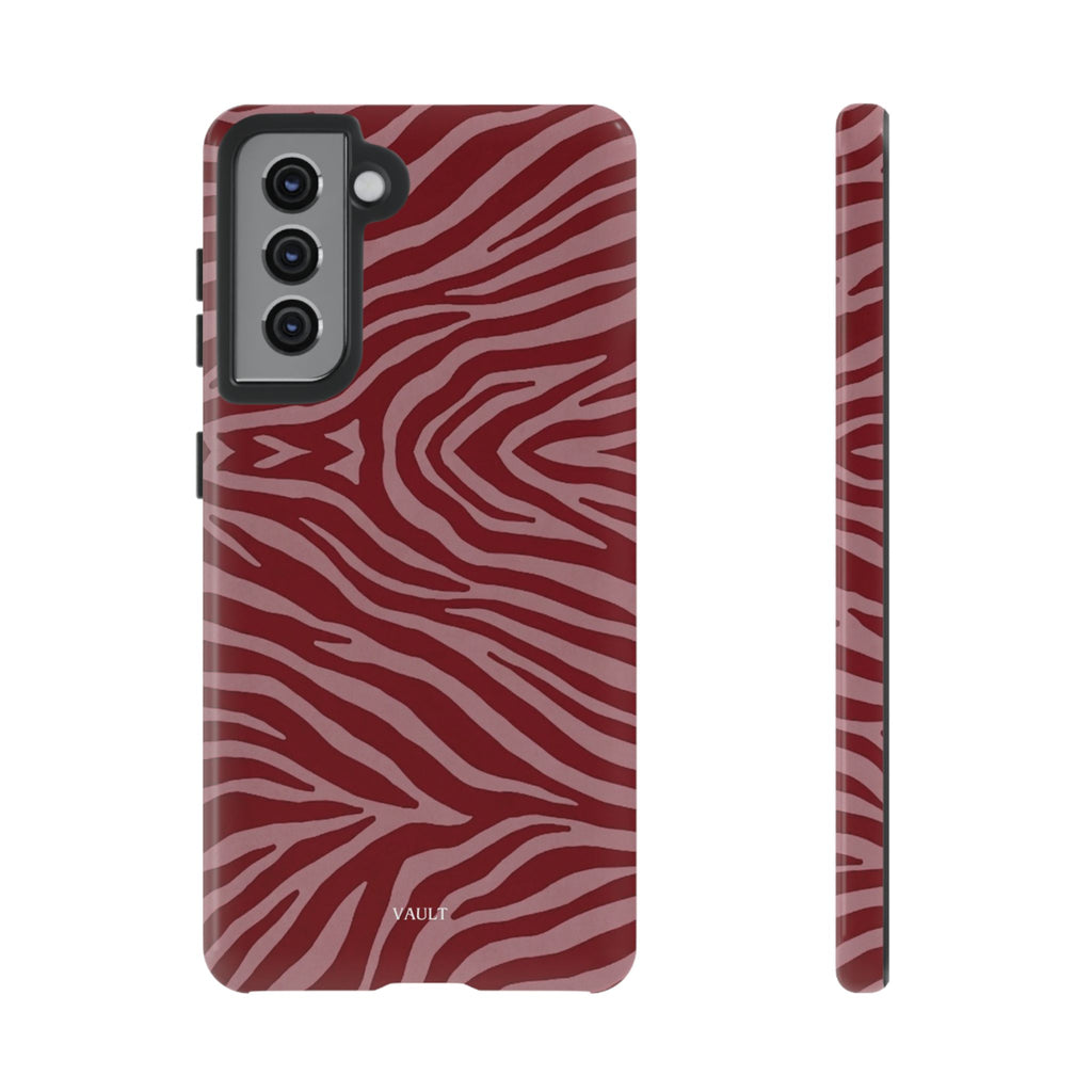 Cover robusta per telefono con stampa zebrata rossa