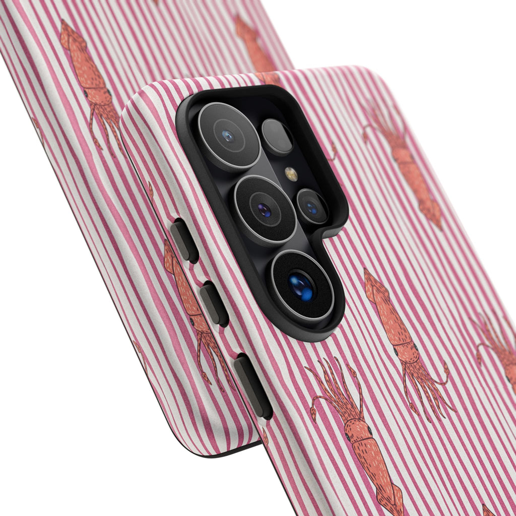 Cover per telefono con striscia di calamaro — Fantasia rosa di creature marine