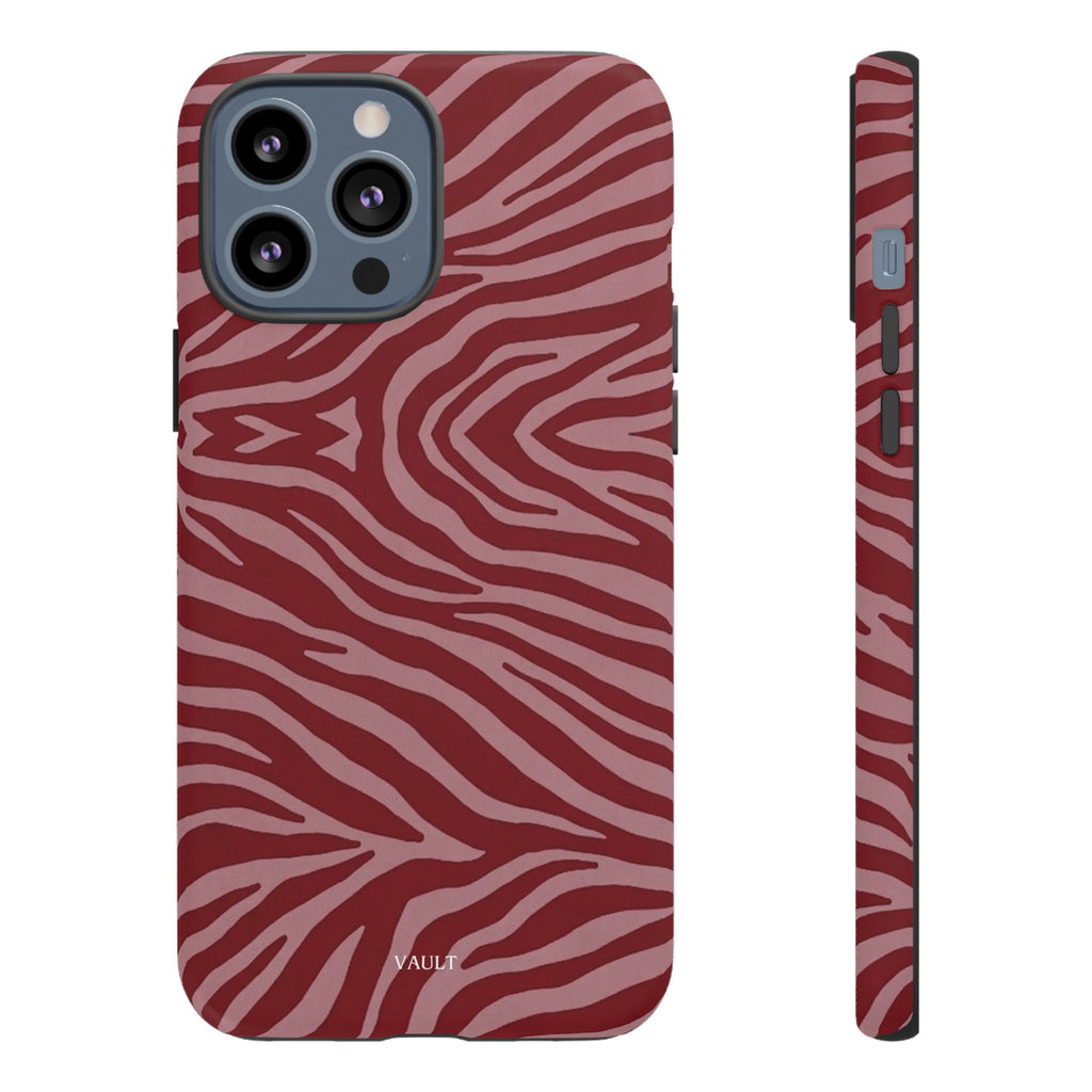 Cover robusta per telefono con stampa zebrata rossa