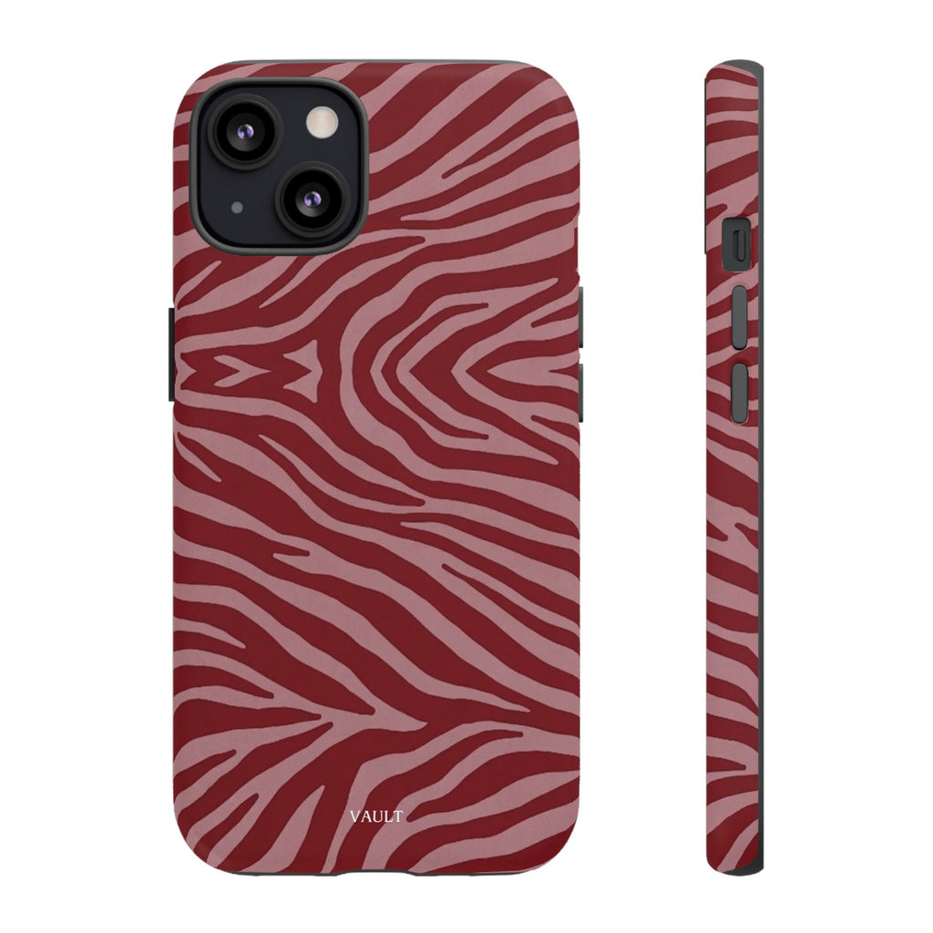 Cover robusta per telefono con stampa zebrata rossa