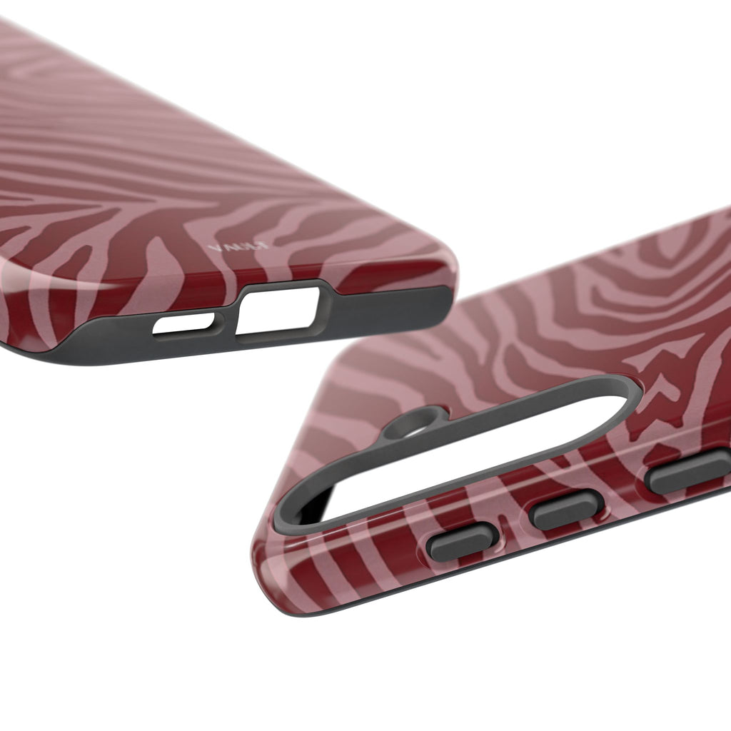 Cover robusta per telefono con stampa zebrata rossa
