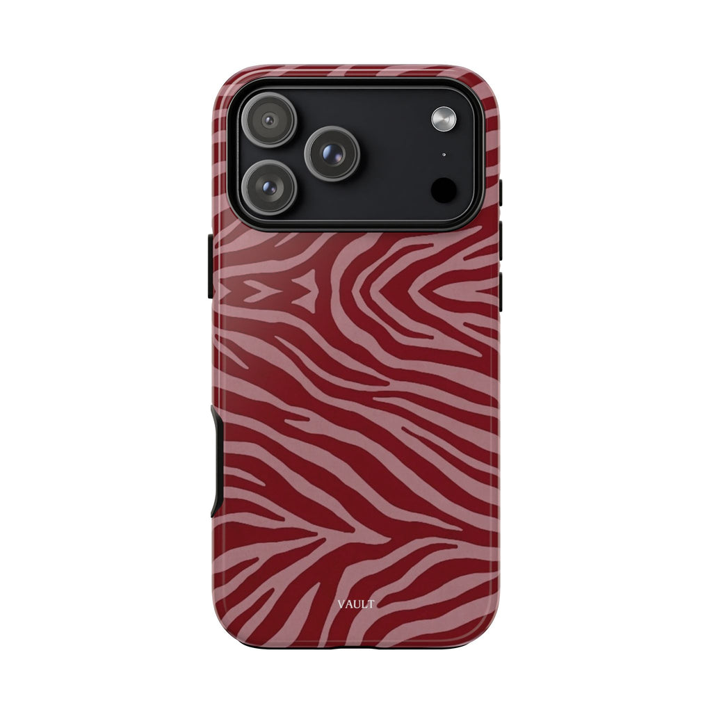 Cover robusta per telefono con stampa zebrata rossa
