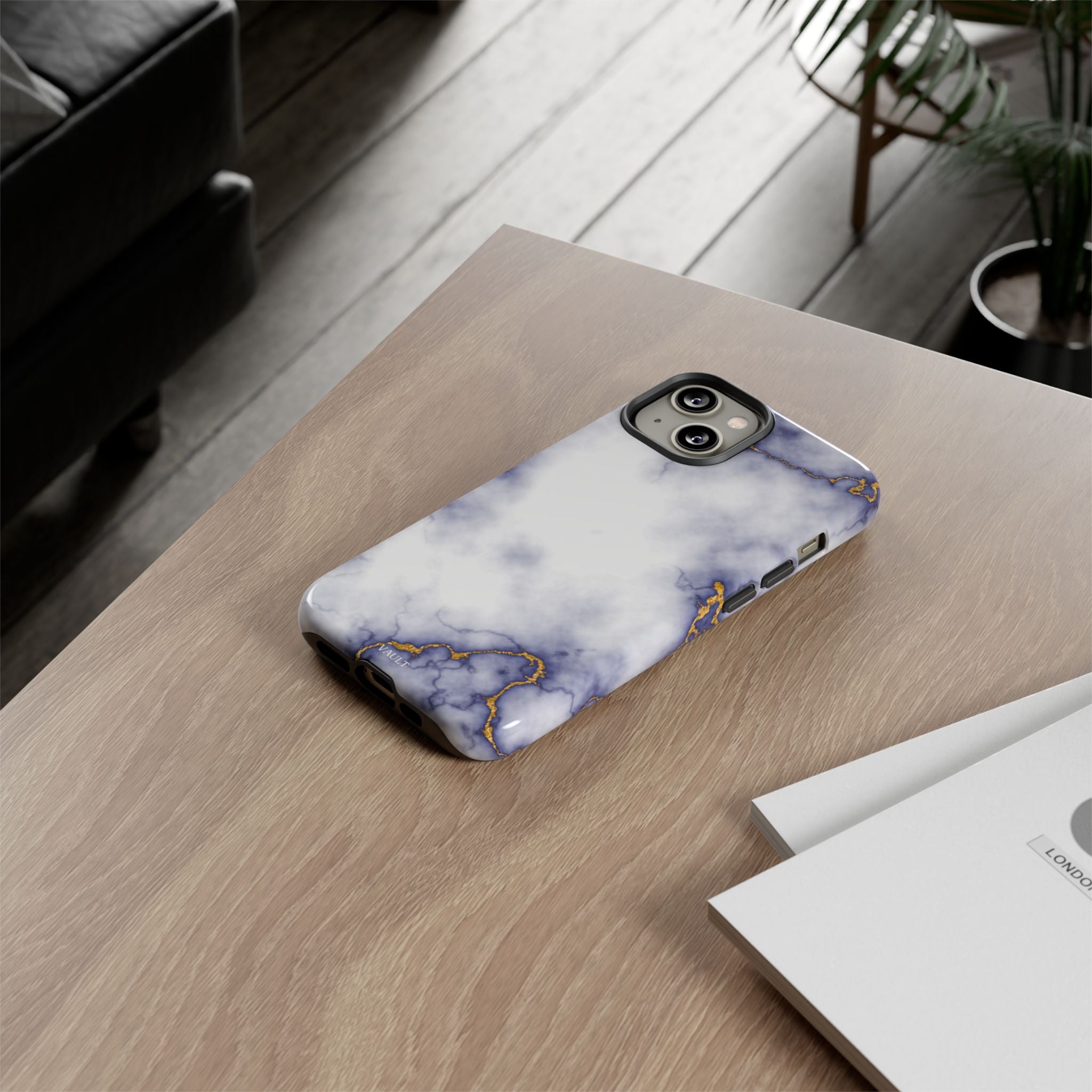 Purple Marble Tough Phone Case with Gold Veins
