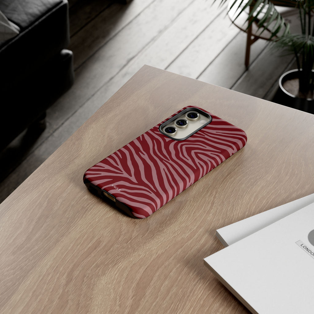 Cover robusta per telefono con stampa zebrata rossa