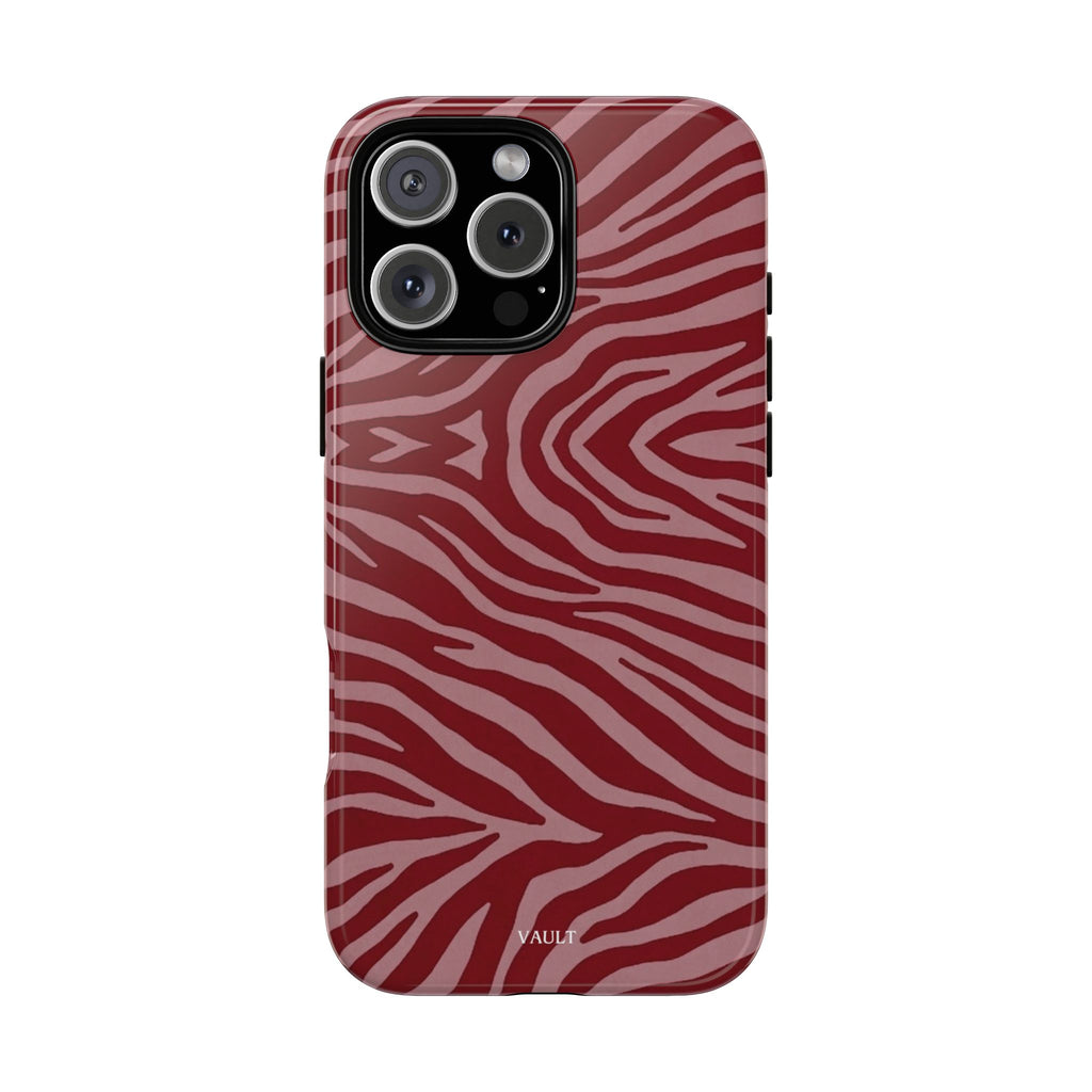 Cover robusta per telefono con stampa zebrata rossa