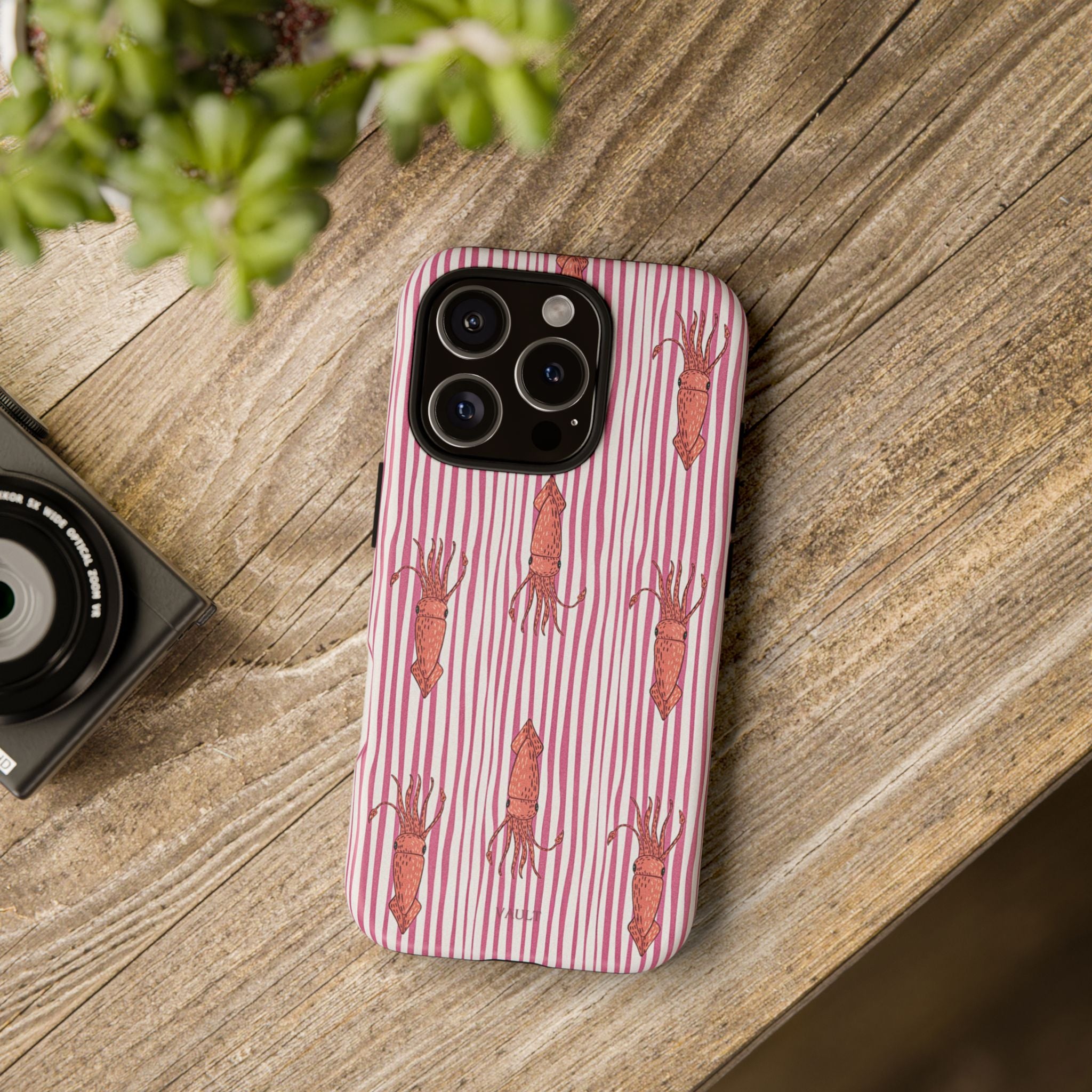 Cover per telefono con striscia di calamaro — Fantasia rosa di creature marine