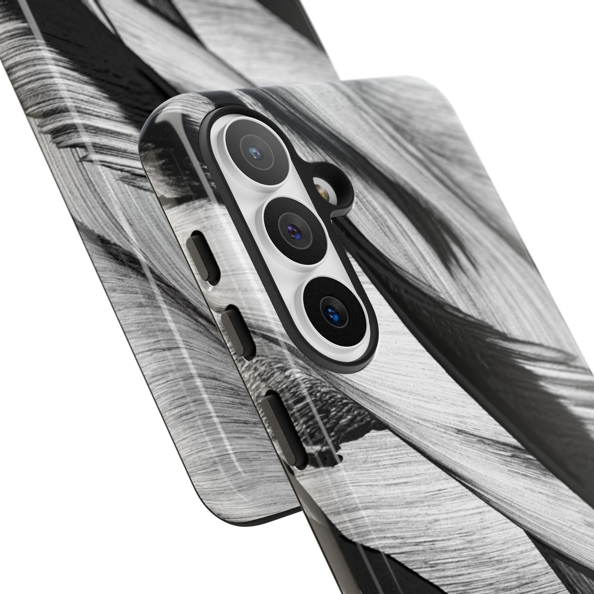 Monochrome Tropical Leaf Tough Phone Case — Black & White Botanical Protective Cover