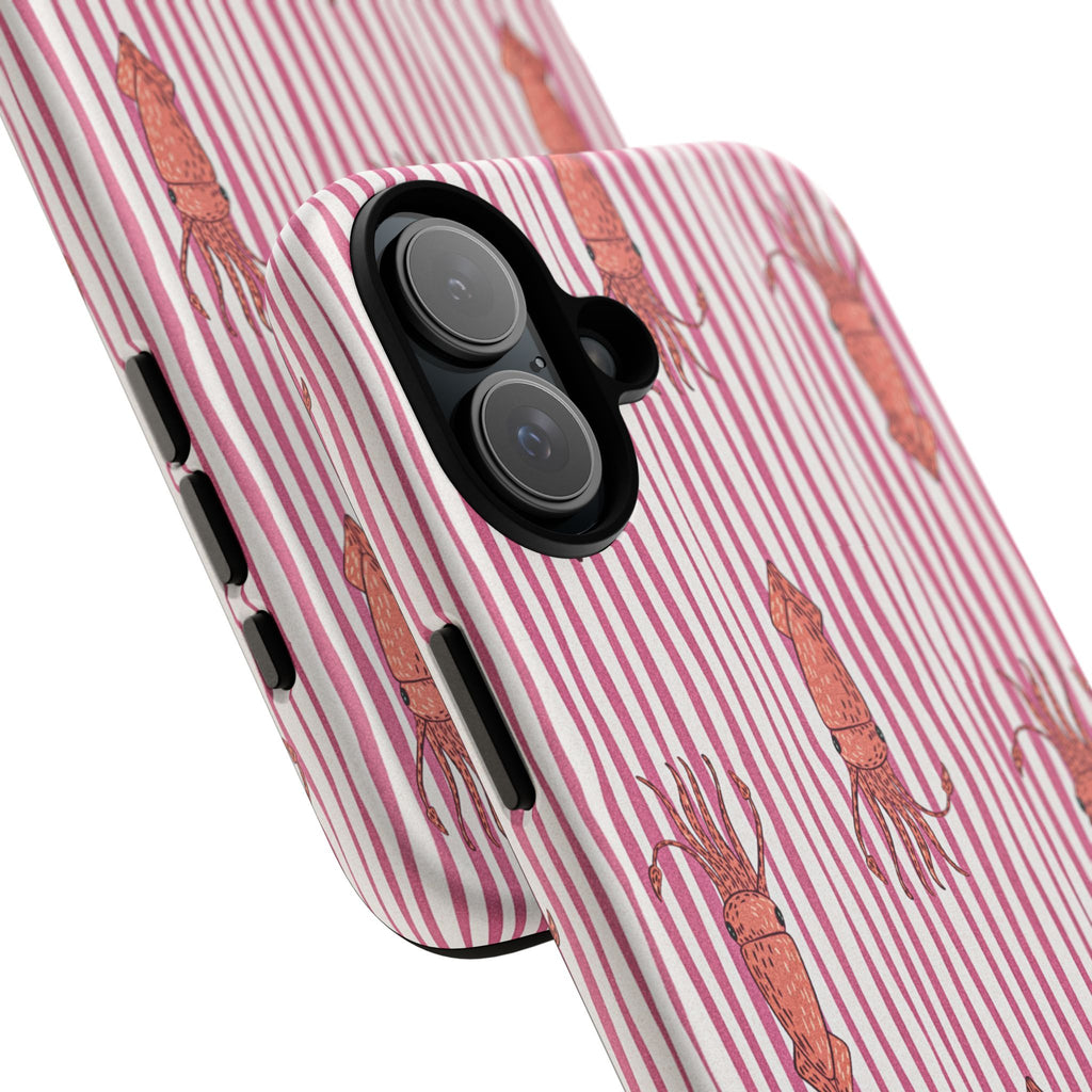 Cover per telefono con striscia di calamaro — Fantasia rosa di creature marine