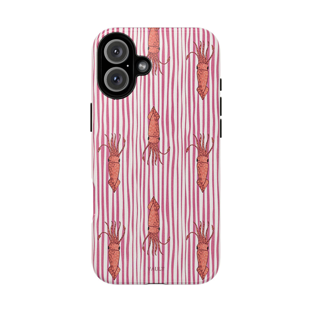 Cover per telefono con striscia di calamaro — Fantasia rosa di creature marine