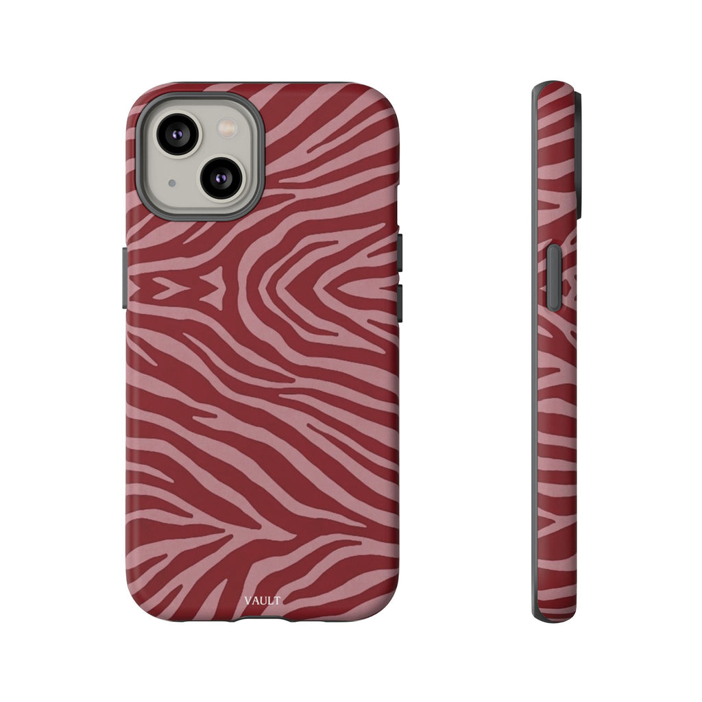 Cover robusta per telefono con stampa zebrata rossa
