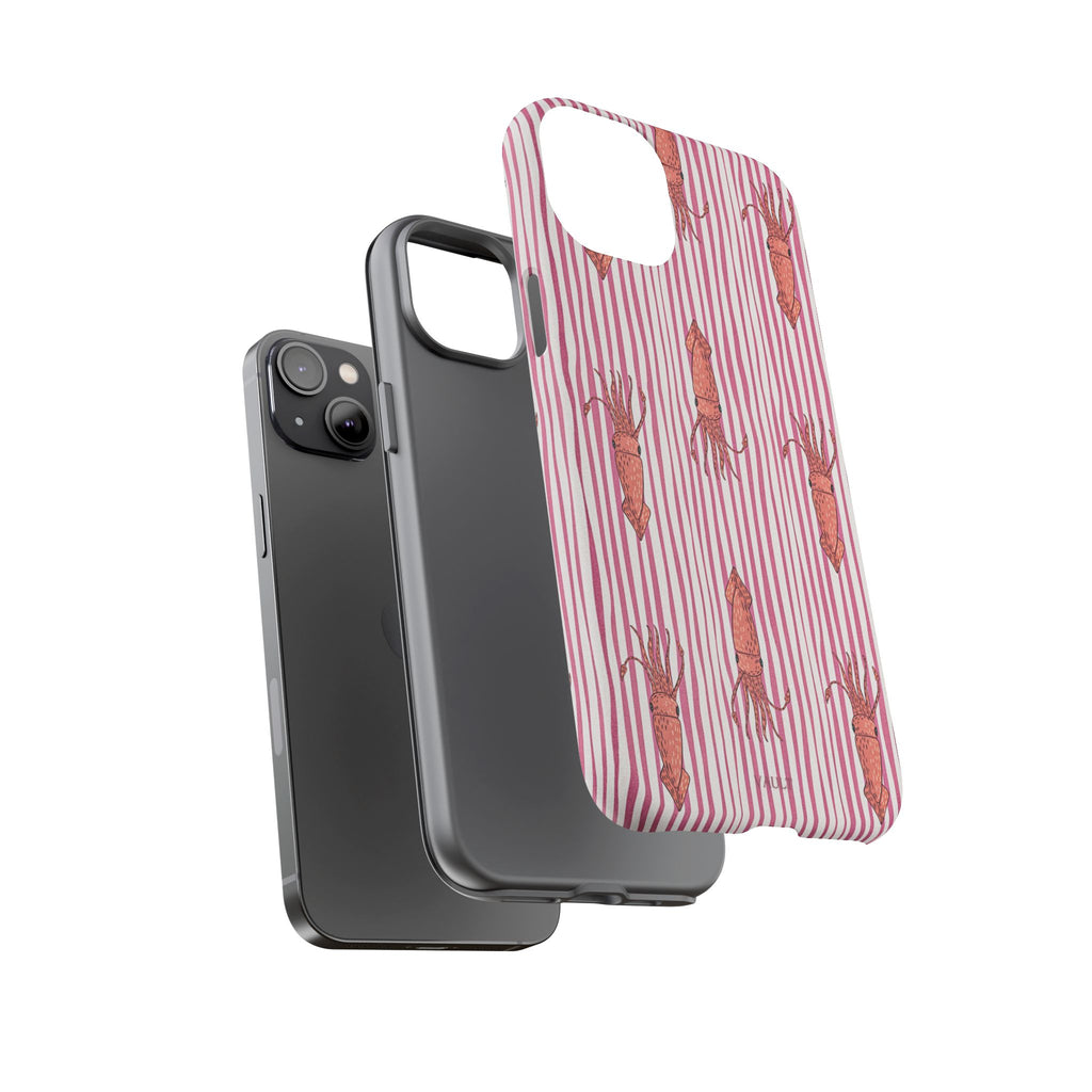 Cover per telefono con striscia di calamaro — Fantasia rosa di creature marine