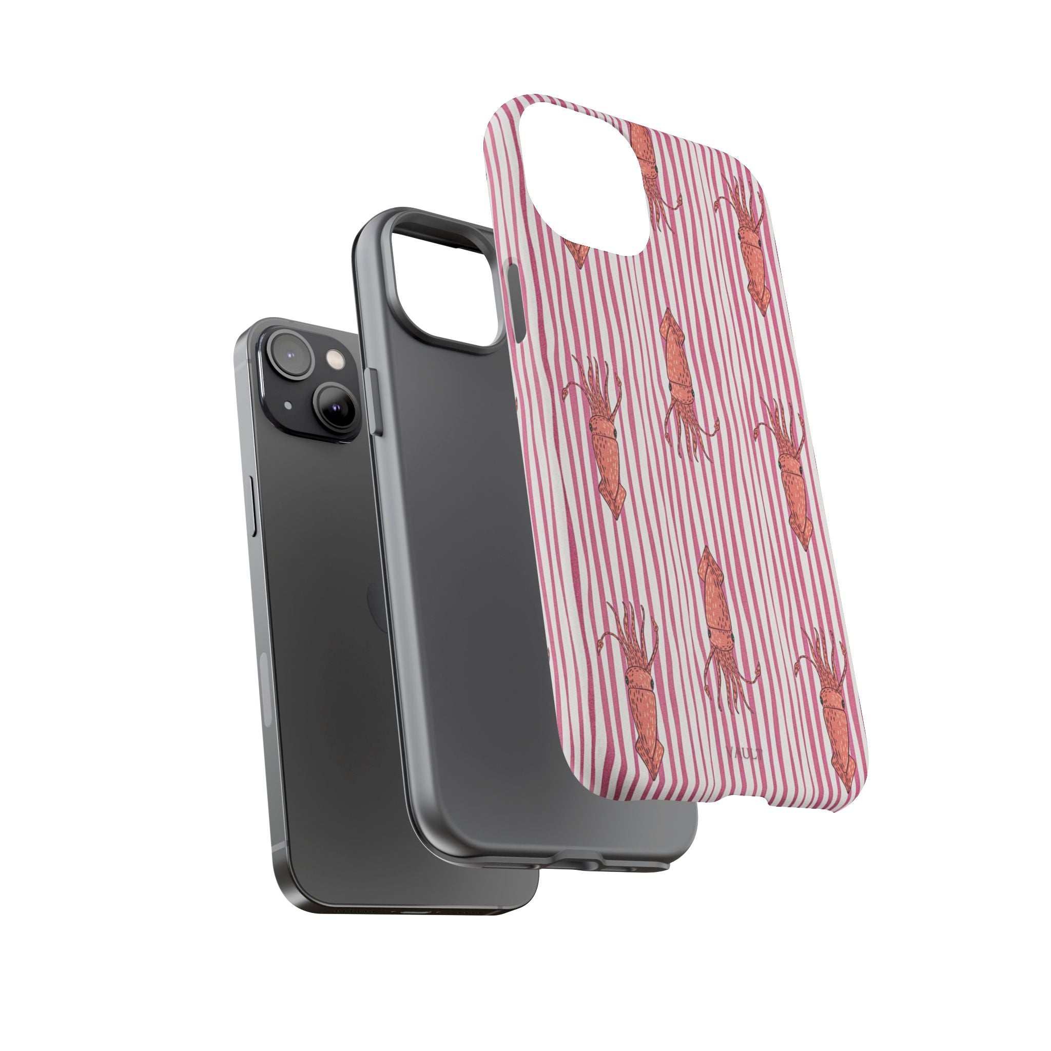 Cover per telefono con striscia di calamaro — Fantasia rosa di creature marine