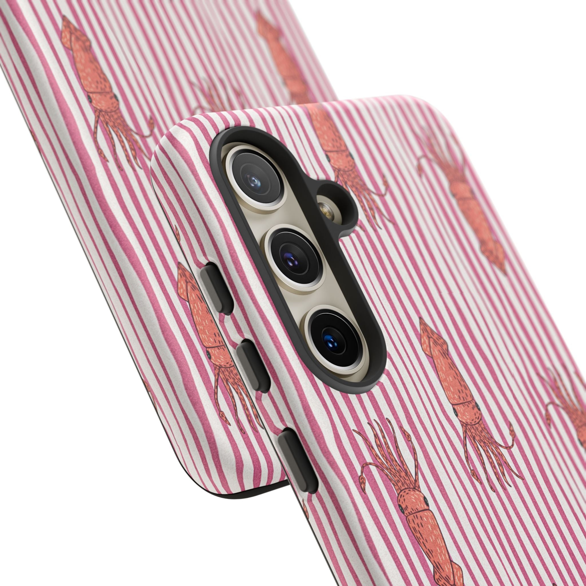 Cover per telefono con striscia di calamaro — Fantasia rosa di creature marine