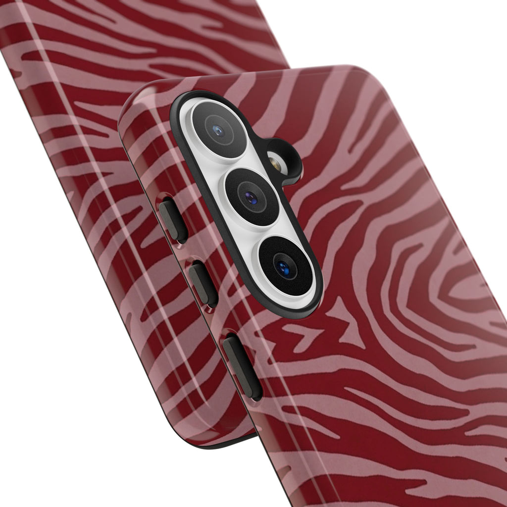 Cover robusta per telefono con stampa zebrata rossa