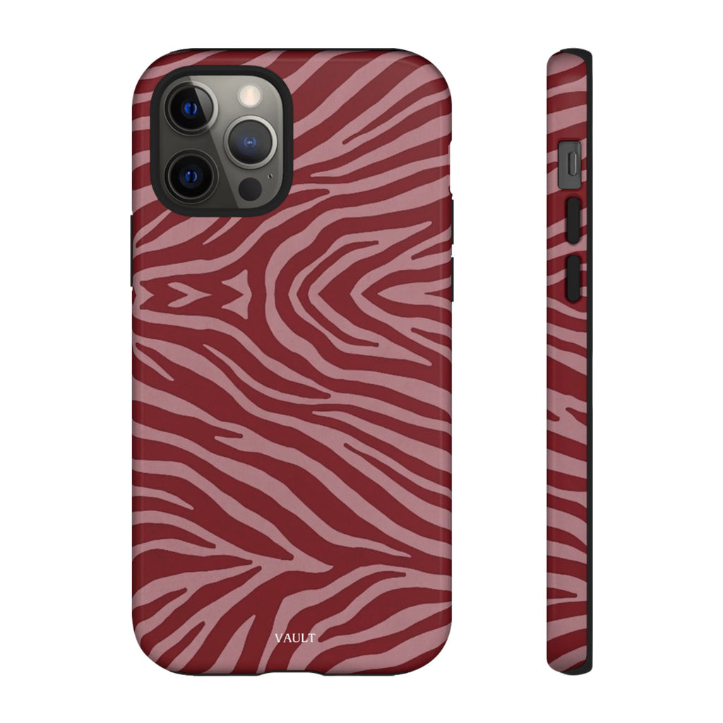 Cover robusta per telefono con stampa zebrata rossa