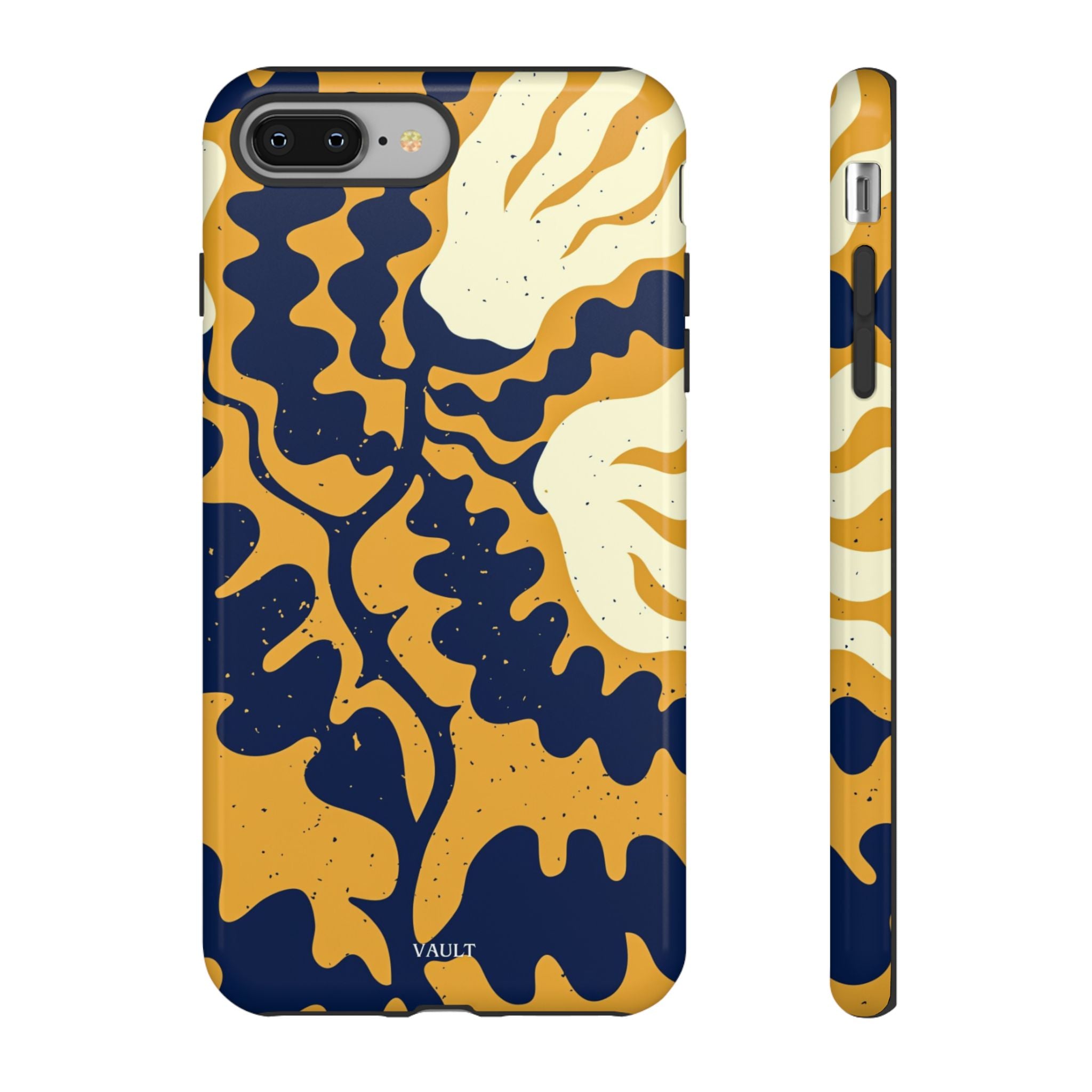 Bold Abstract Floral Phone Case (Navy & Mustard)