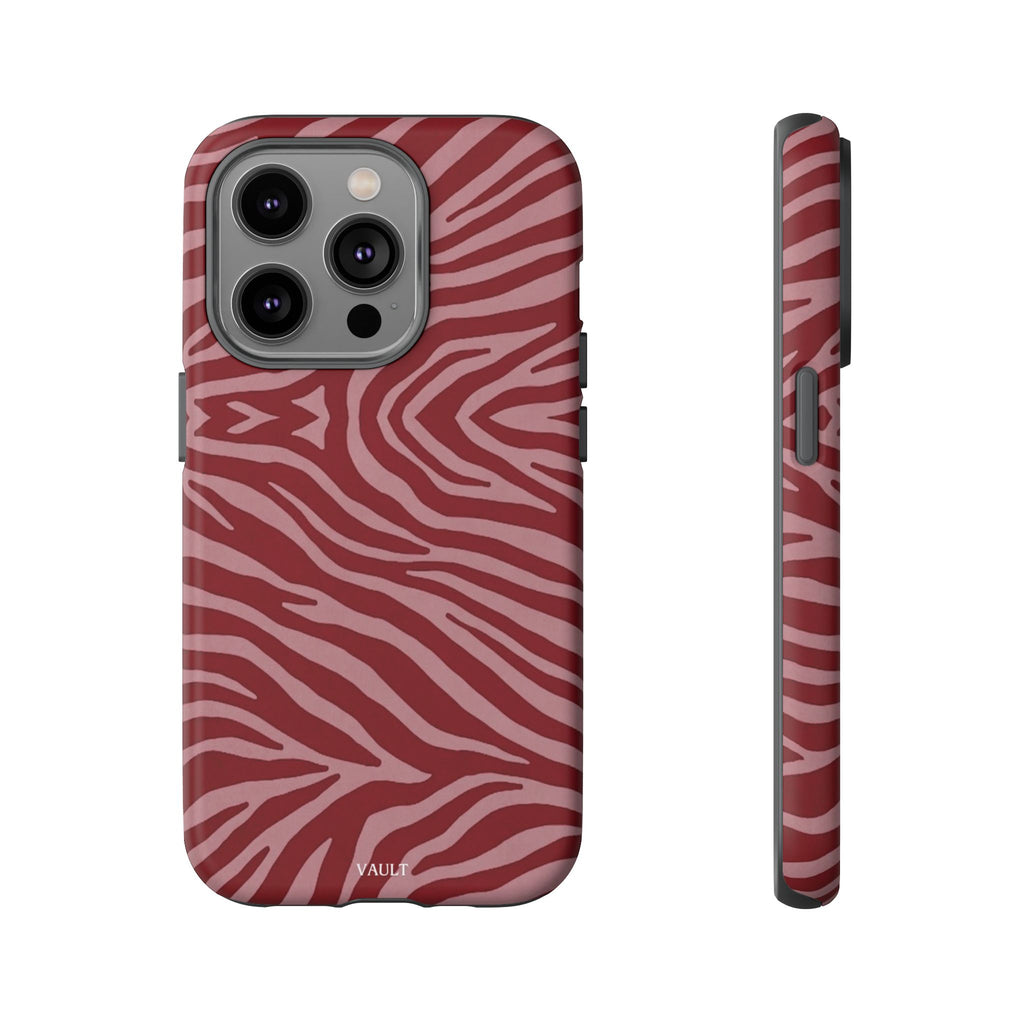 Cover robusta per telefono con stampa zebrata rossa