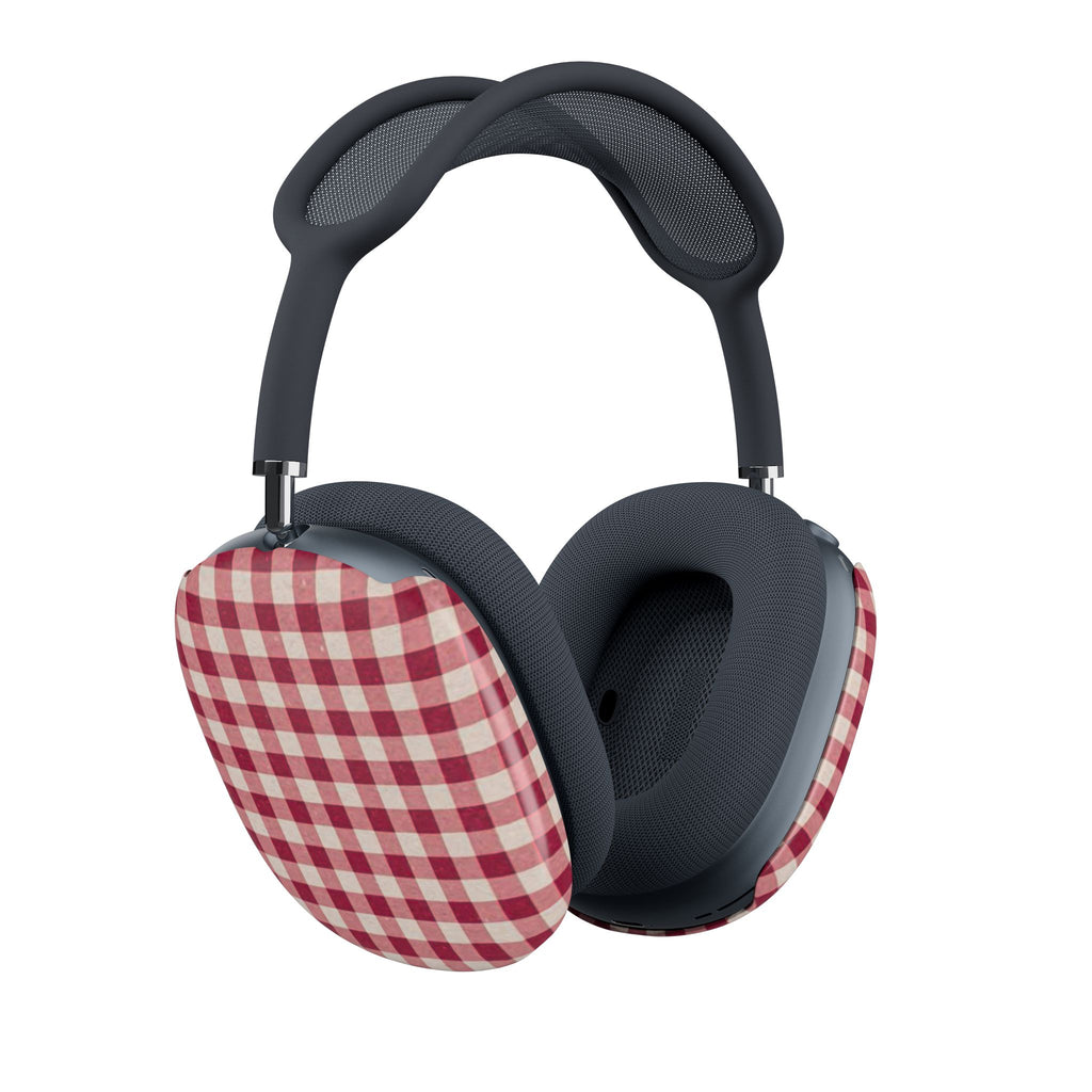 Cover Padiglioni AirPod Max in Plaid — Fodere Protettive Gingham Rosso