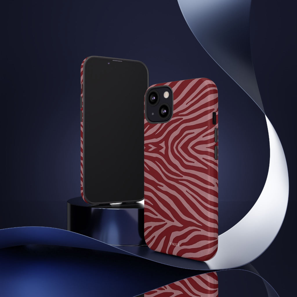 Cover robusta per telefono con stampa zebrata rossa
