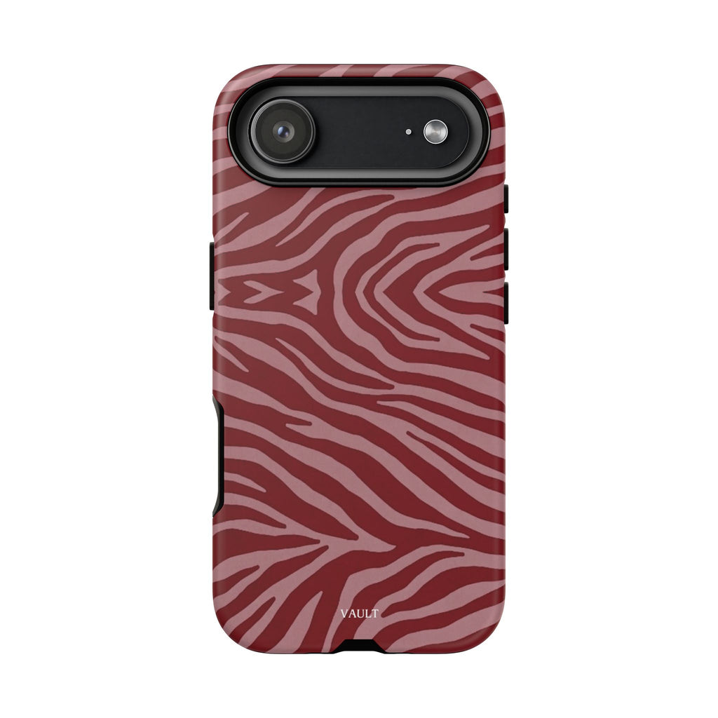 Cover robusta per telefono con stampa zebrata rossa