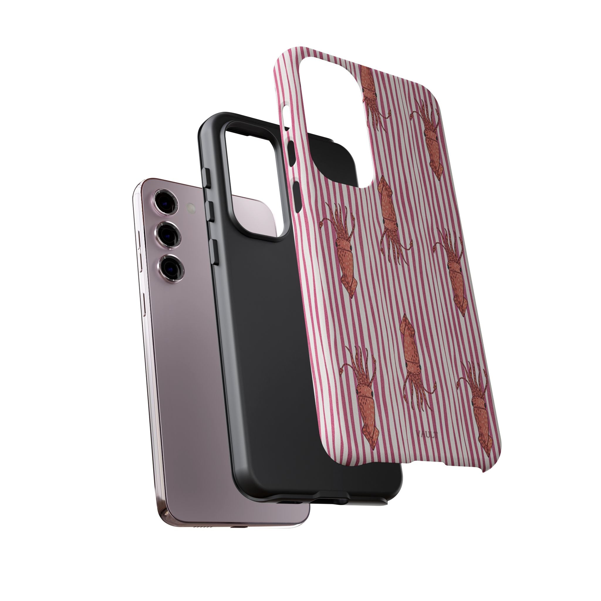 Cover per telefono con striscia di calamaro — Fantasia rosa di creature marine
