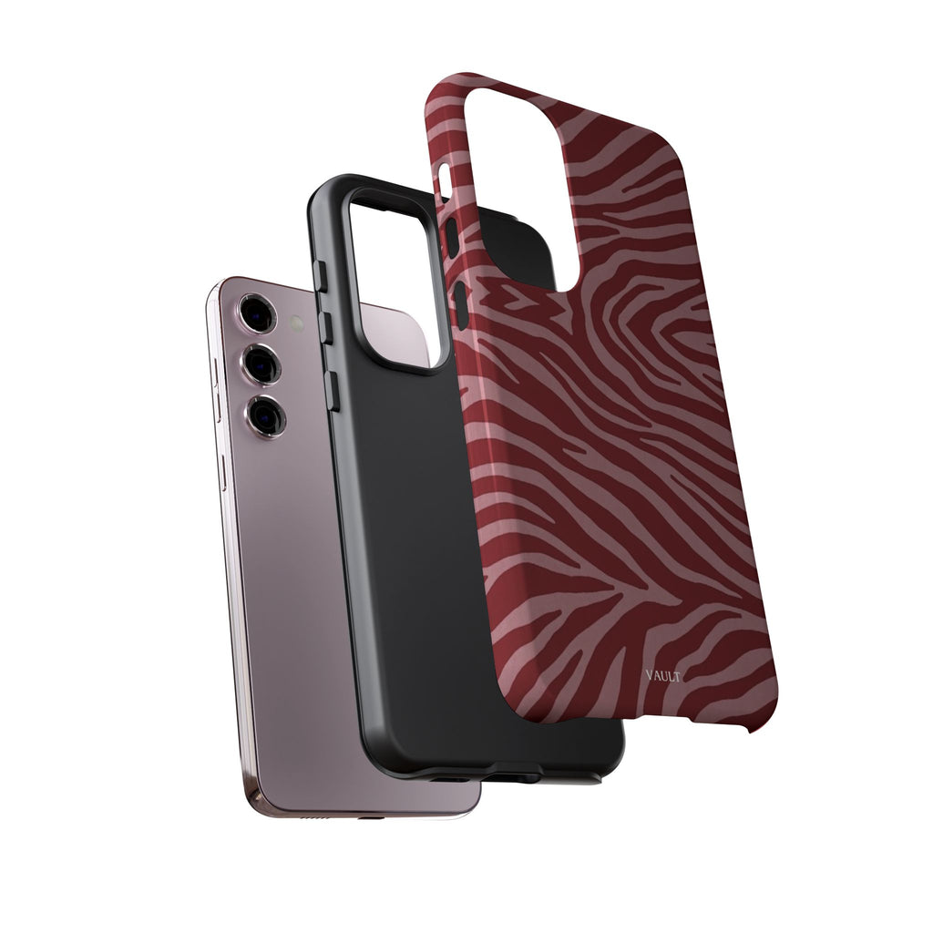 Cover robusta per telefono con stampa zebrata rossa