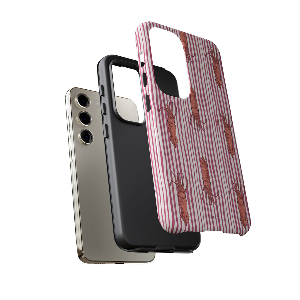 Cover per telefono con striscia di calamaro — Fantasia rosa di creature marine