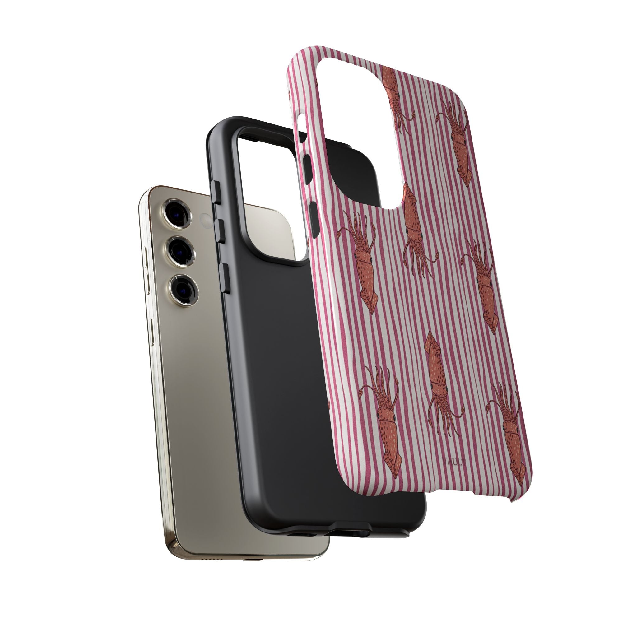 Cover per telefono con striscia di calamaro — Fantasia rosa di creature marine