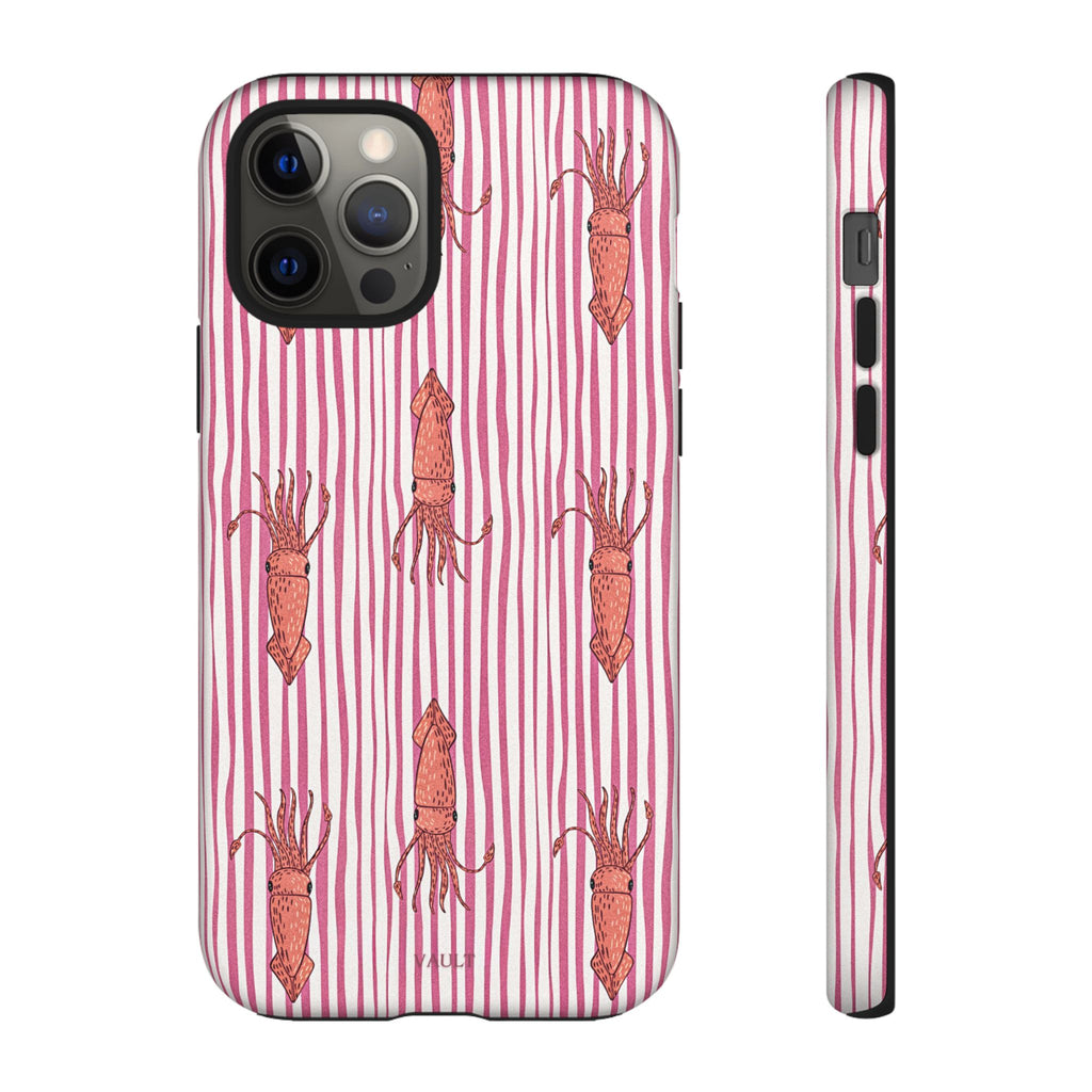 Cover per telefono con striscia di calamaro — Fantasia rosa di creature marine