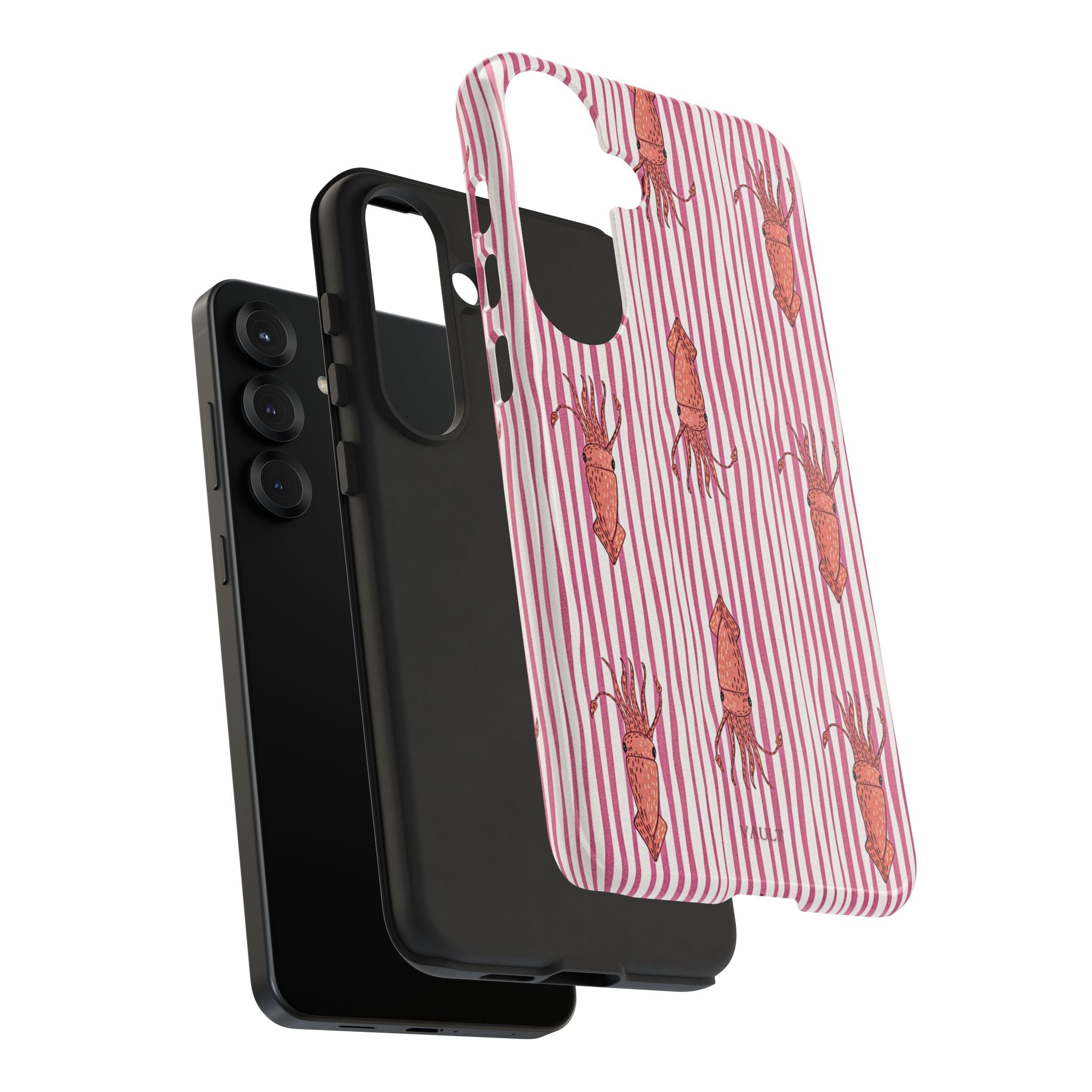 Cover per telefono con striscia di calamaro — Fantasia rosa di creature marine