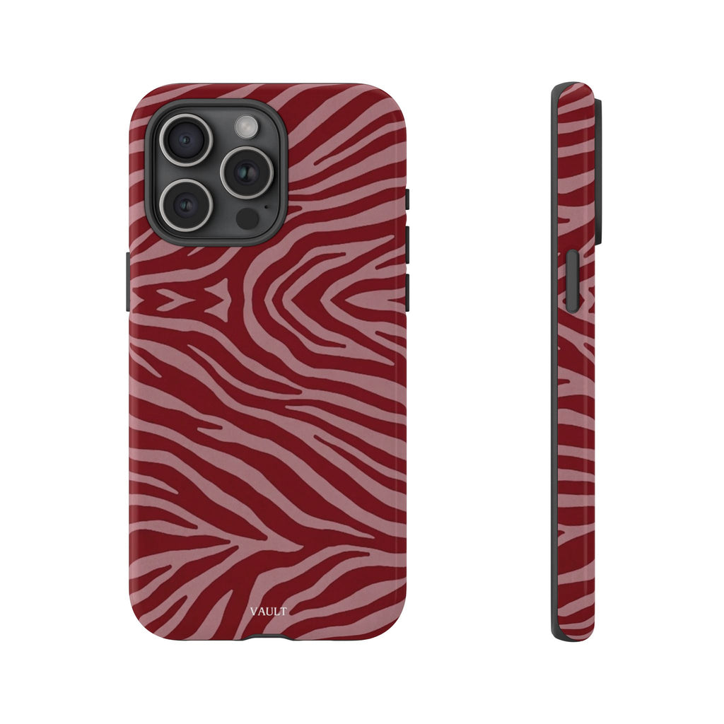 Cover robusta per telefono con stampa zebrata rossa