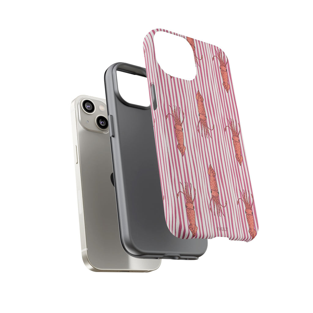 Cover per telefono con striscia di calamaro — Fantasia rosa di creature marine