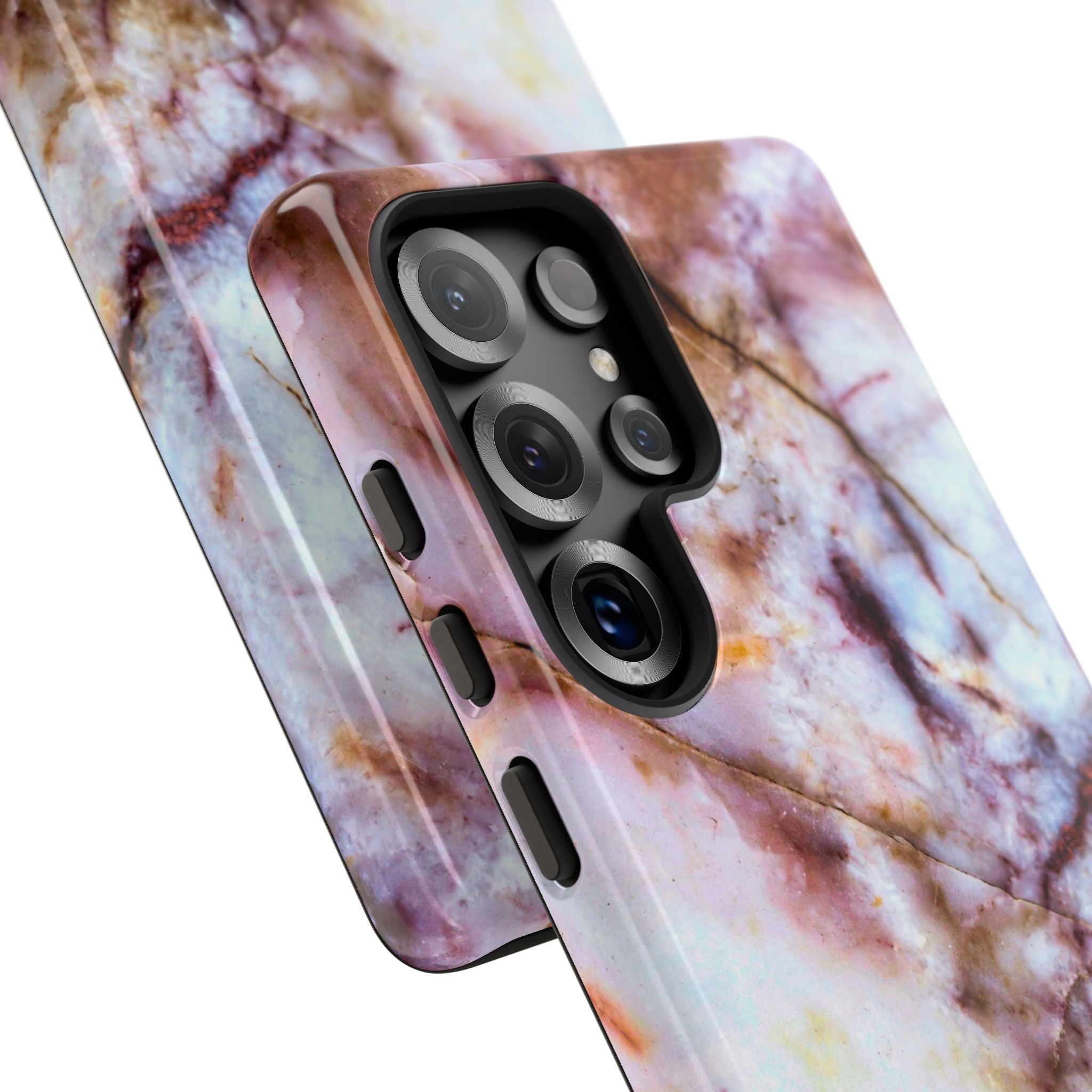 Marble Vein Tough Phone Case — Pink Quartz Protective Cover