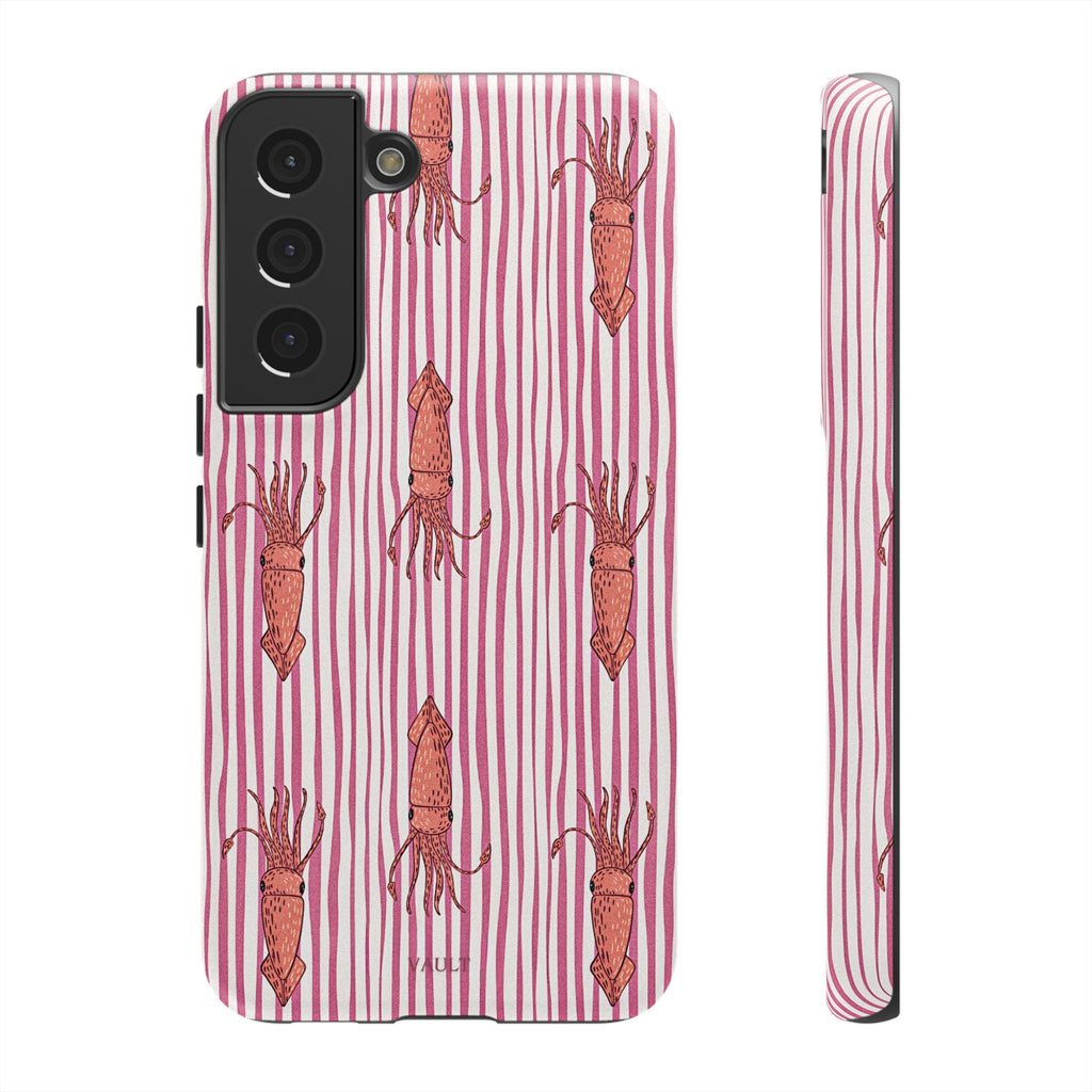 Cover per telefono con striscia di calamaro — Fantasia rosa di creature marine