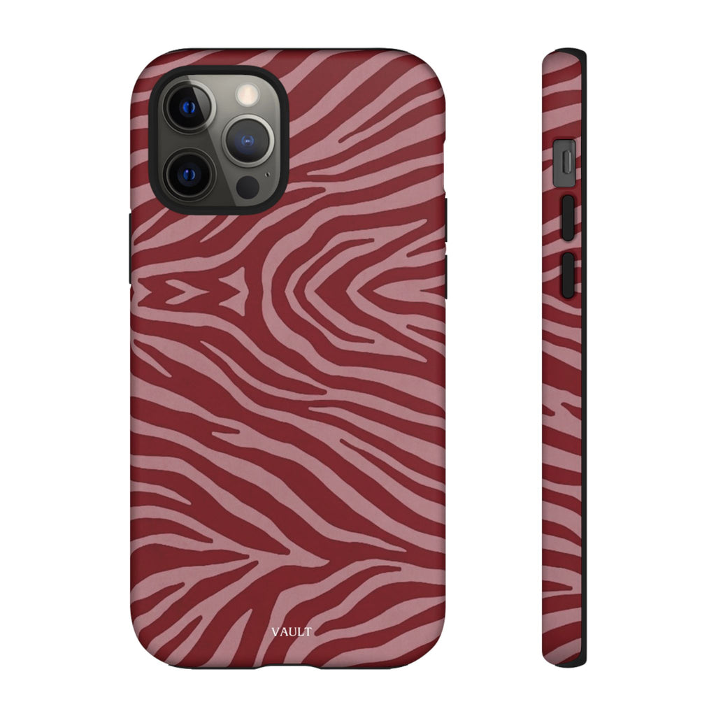 Cover robusta per telefono con stampa zebrata rossa