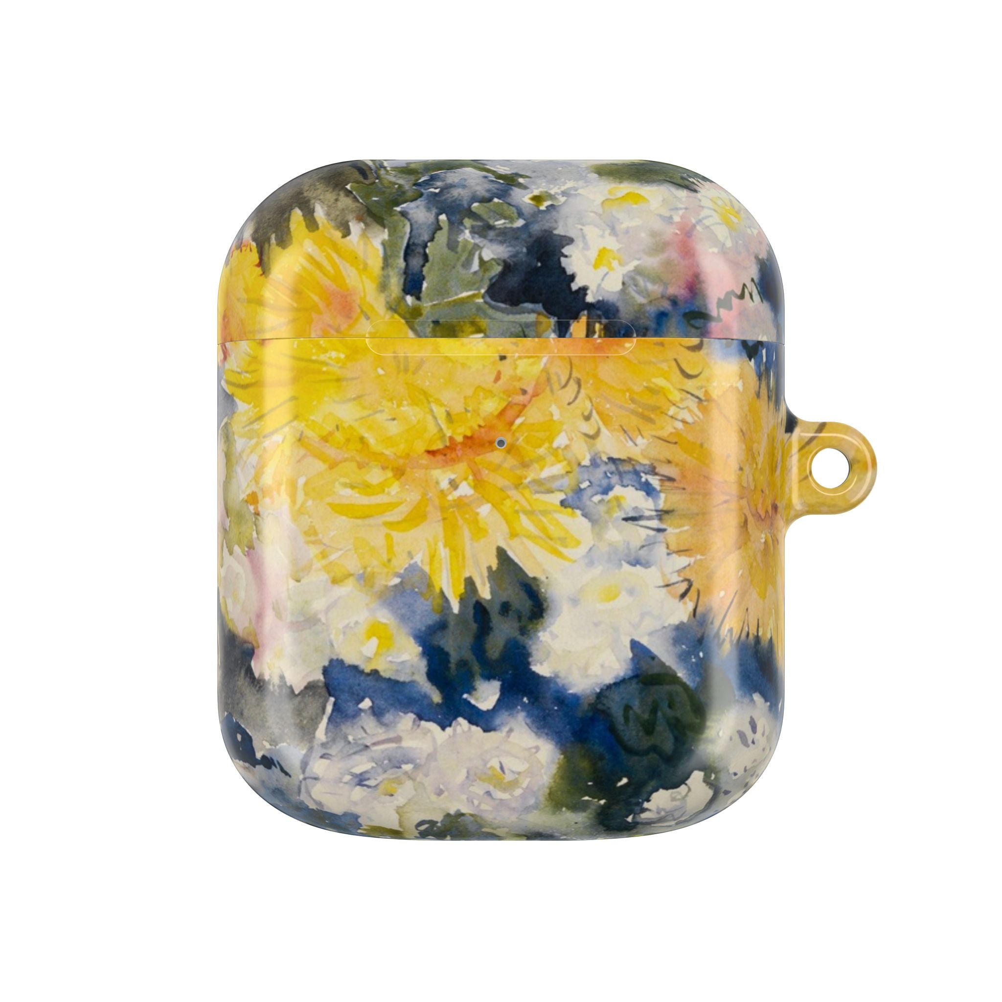 Floral Watercolor AirPod Case — Yellow Blue Sunflower Art Protective Cover