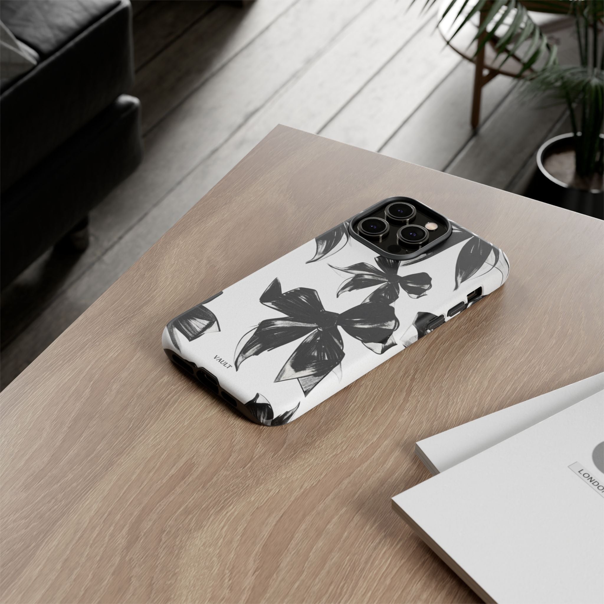 Floral Brushstroke Phone Case — Black & White Botanical Tough Case