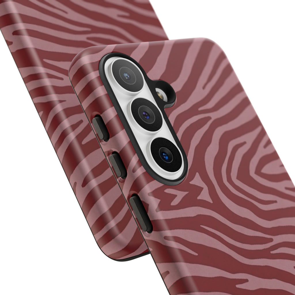 Cover robusta per telefono con stampa zebrata rossa